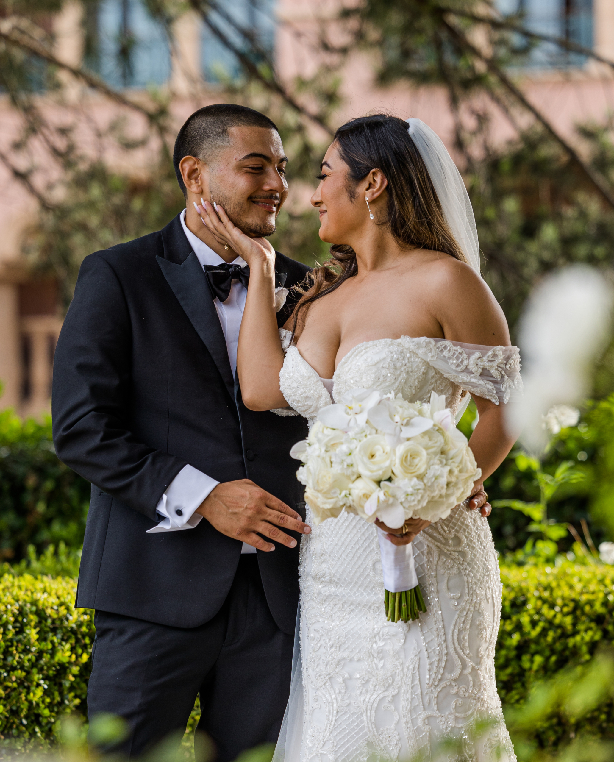 Bride and groom on their wedding day at Fairmont Grand Del Mar captured by Carlsbad Photo