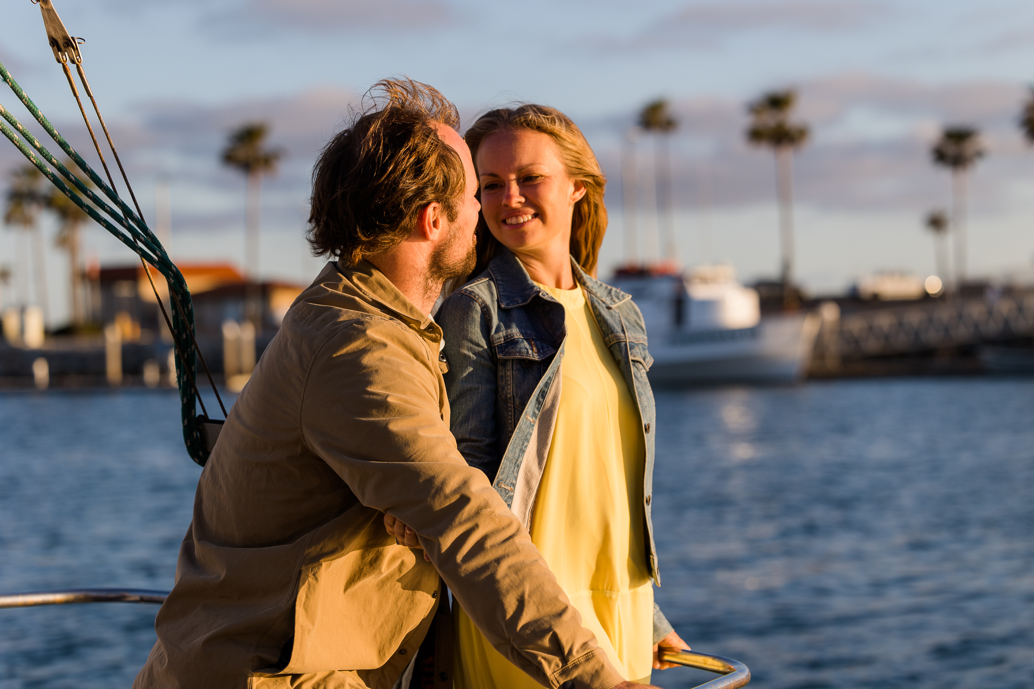 Oceanside Harbor Engagement shoot at the boat captured by Carlsbad Photo